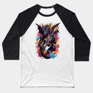 Black Dragon Guitarist Baseball T-Shirt